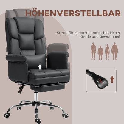 Ergonomische Bureaustoel – Kantoorstoel – Werkstoel – Bureaustoel Met Voetensteun – Zwarte Bureaustoel – Verstelbare Zithoogte 48-56 cm – Kantelbare Rugleuning