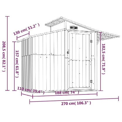 Large Outdoor Storage Shed with Removable Roof - Heavy-Duty Steel Frame & Copper Top, Deep Brown Portable Temporary Storage Building for Garden, Yard, Home - Spacious Multi-Purpose Shed for Tools, Bikes, Lawn Equipment (No Wa