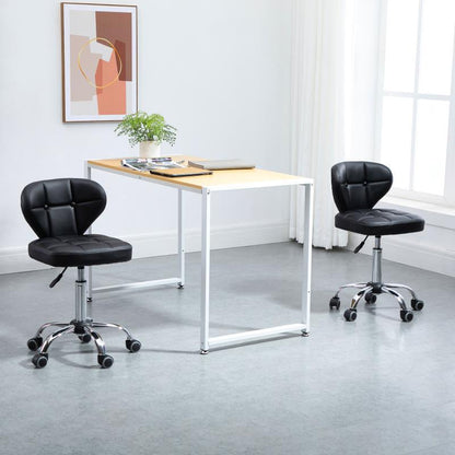 Barkruk – Barstoel – Draaistoel – Kruk – Zitstoel – Verstelbare Zithoogte 72-87 cm – Donkergrijs Synthetisch Staal – Met Rugleuning – Set van 2