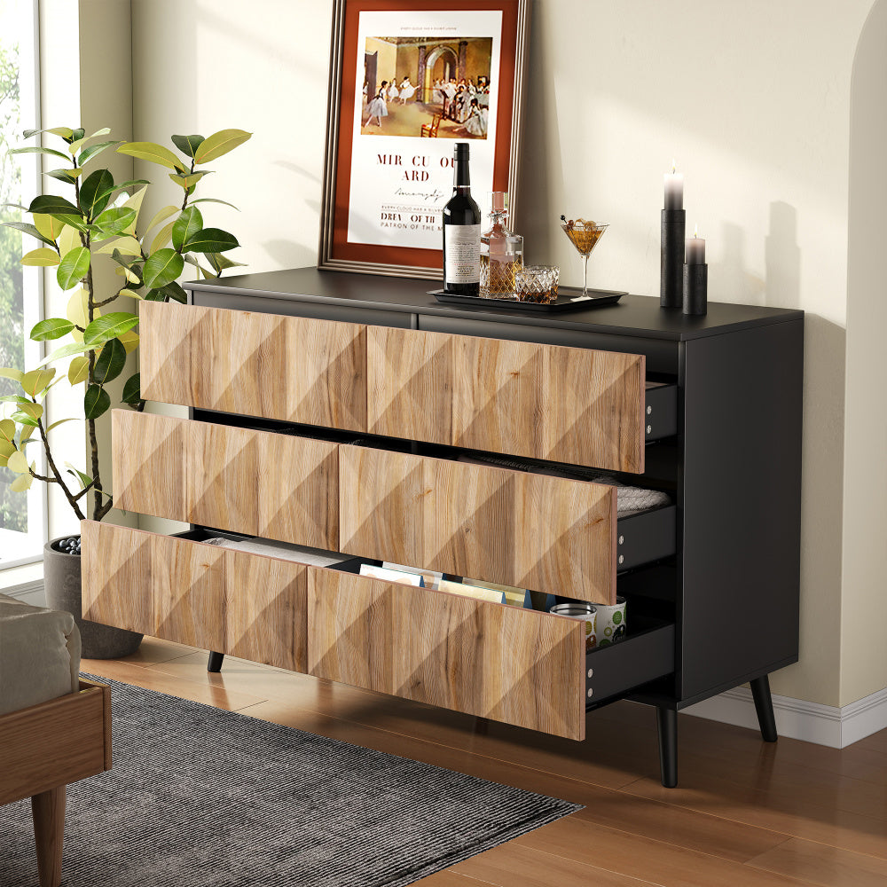 Dressoir – Sideboard – Opbergkast – Kast – Opbergmeubel – Modern Design – Verhoogde Deuren – Meerdere Lades – Ruimtebesparend – Zonder Elektriciteit – Natuurlijke Kleur