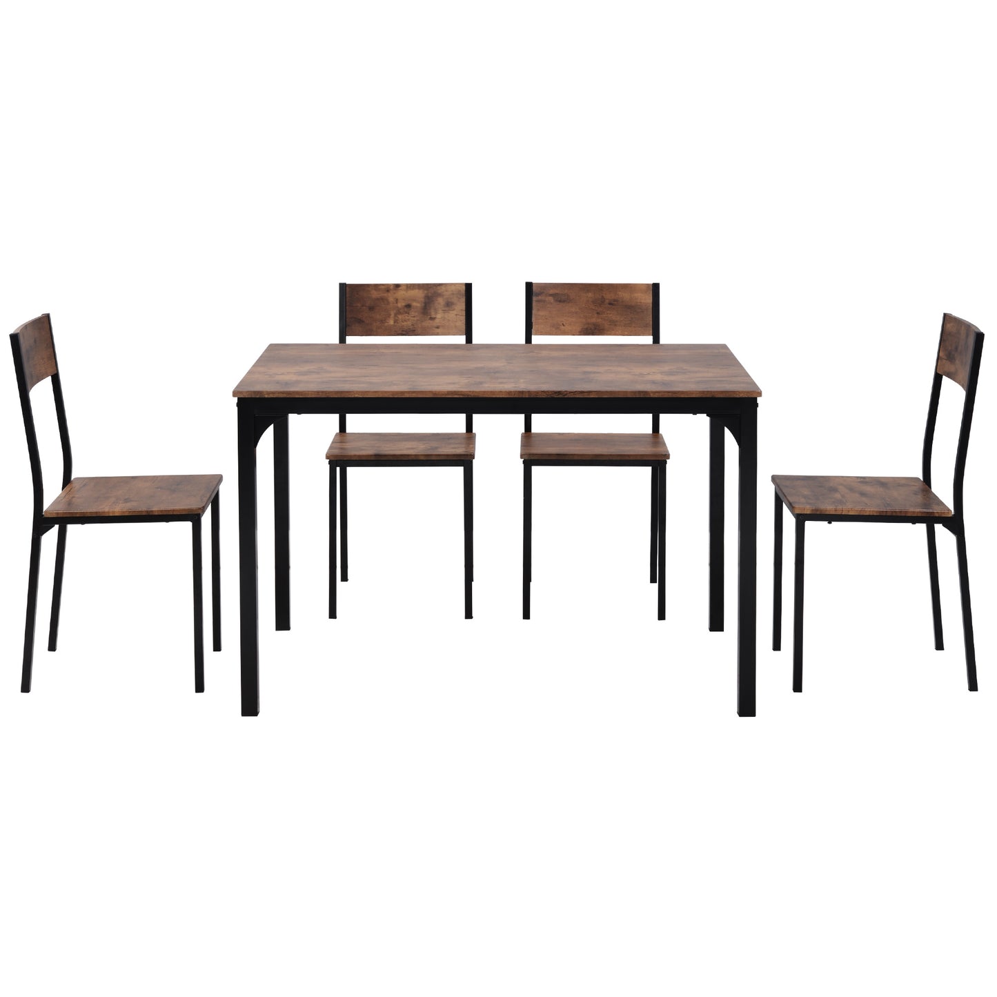 Eettafelset – Eettafel Met Stoelen – Diningset – Keukentafelset – Industrieel Design – Vintage Bruin – Ruimtebesparend Ontwerp – MDF Tafelblad Met Metaal Frame