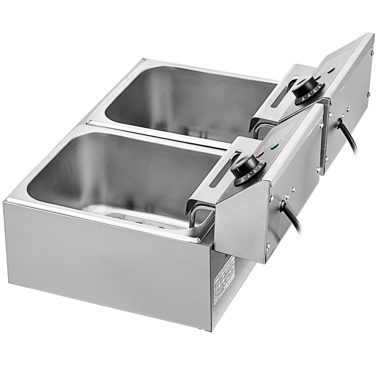 Friteuse – Frituurpan – Dubbele Frituurpan – Elektrische Friteuse – Koude Zone – 12 Liter Capaciteit – RVS Materiaal – 5000 Watt Vermogen