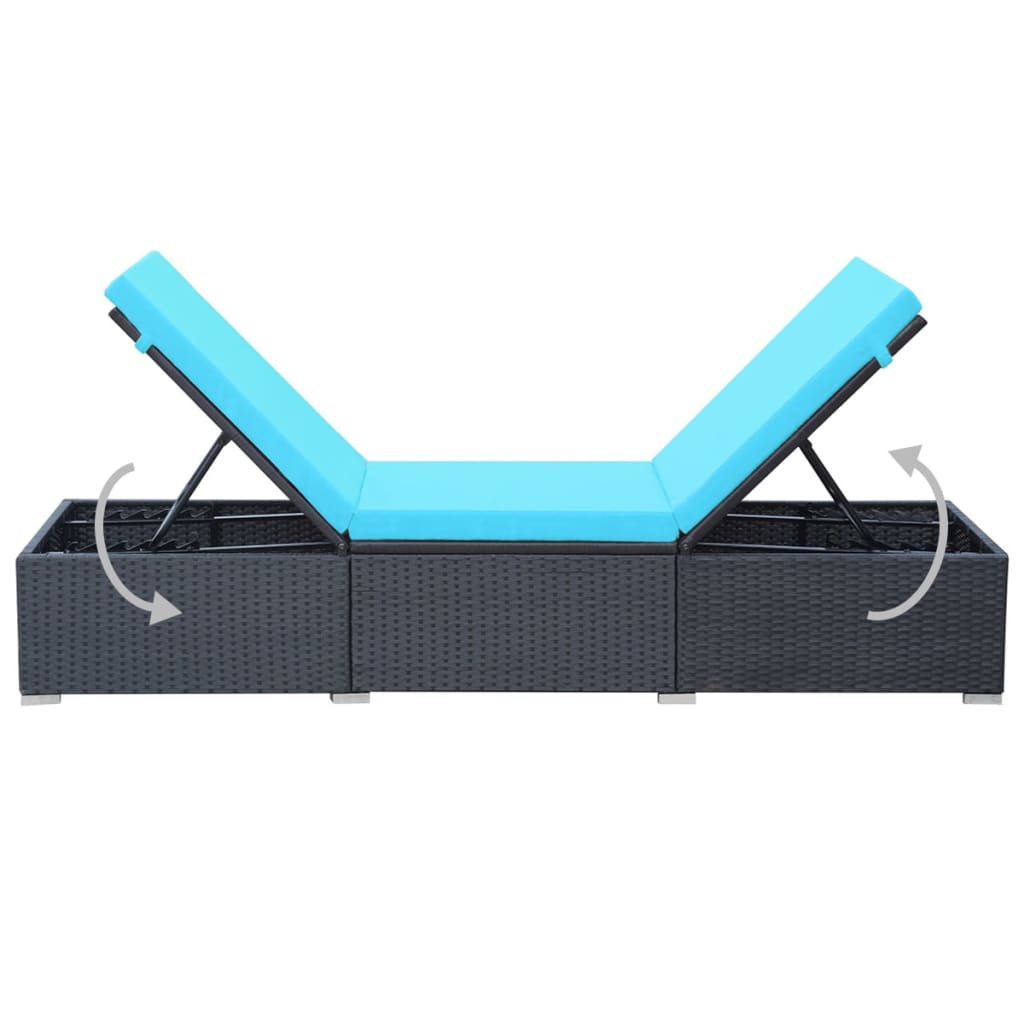 Poly Rattan Loungestoel – Tuinstoel – Tuinmeubel – Relaxstoel – Verstelbare Rugleuning – Waterbestendig PE Rattan – Gepoedercoat Staal