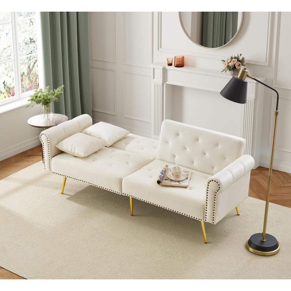 This Modern Velvet Two-Person Sofa Bed Comes with a Backrest That Can Be Adjusted to Three Different Positions. Its Chic Design Not Only Provides Sleeping Options But Also Maximizes Space And Supports a Strong Weight Limit, M