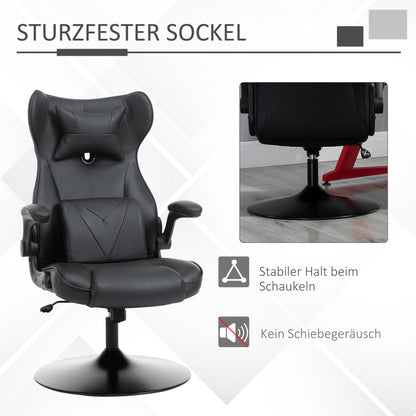 Gamingstoel – Gamestoel – Bureaustoel – Werkstoel – Draaistoel – Ergonomisch Ontwerp – Rockingfunctie – Zwart – Verstelbare Hoek – Nek- en Lendenkussens – Max. 120 kg