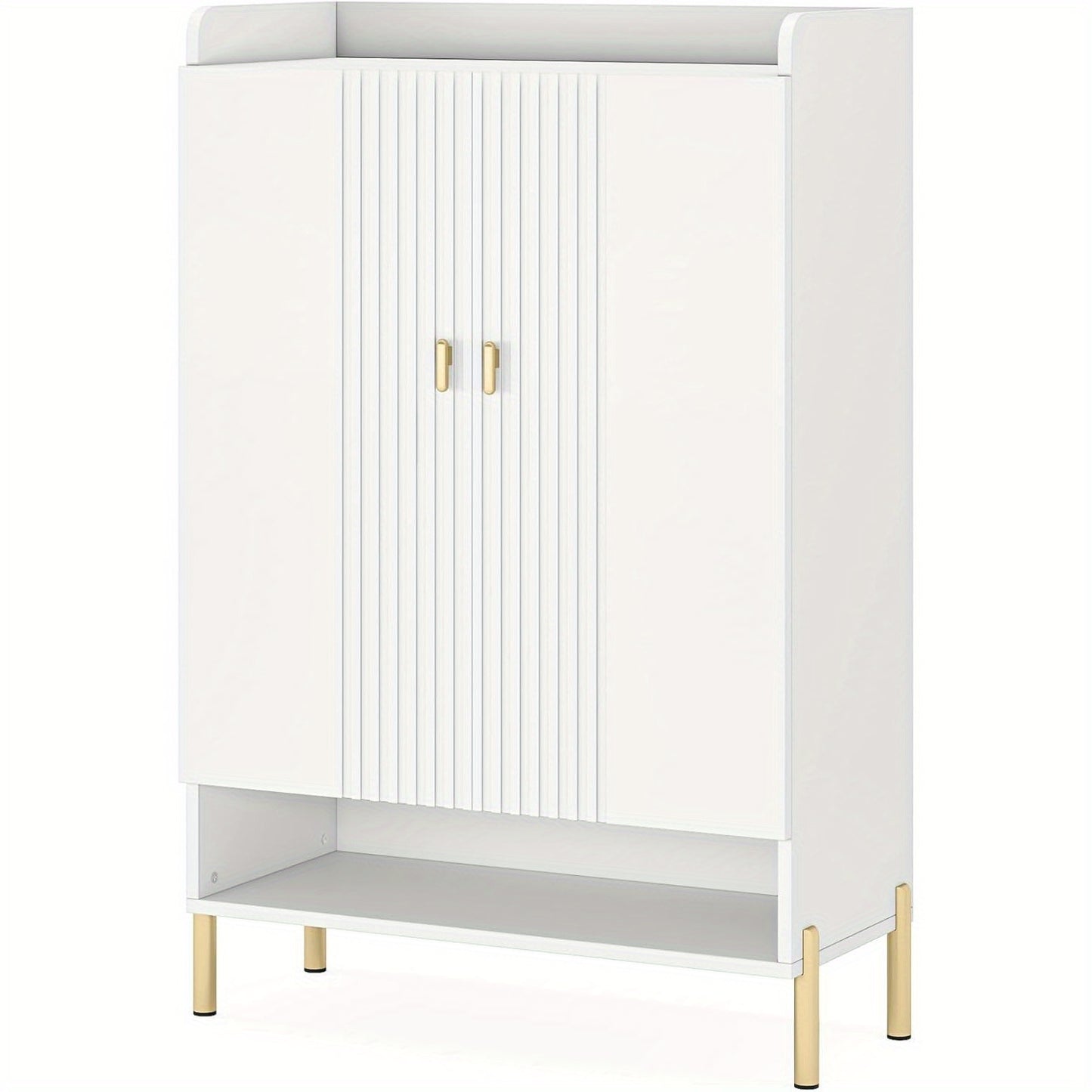 Schoenenkast – Schoenenrek – Opbergkast – Halmeubel – Schoenentoren – Wit – 6 Verstelbare Planken – Hout & Spaanplaat – 110 cm Hoog – Met Deuren