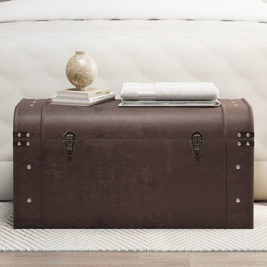 Opbergkist – Speelgoedkist – Deken­kist – Opbergbak – Opbergbox – Houten Kist – Met Metalen Handgrepen – Clipsluiting – Vintage Bruin – 27 l – Rechthoekig Ontwerp