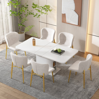 Uitklaptafel – Klaptafel – Vouwtafel – Eettafel – Uitschuifbare Tafel – Modern Minimalistisch Design – Wit & Zwart – Ruimtebesparend Met Opbergruimte – Stevig Metalen Onderstel