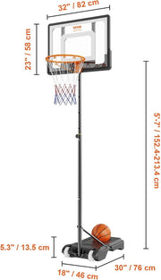 Basketbalpaal - Basketbal standaard - In hoogte verstelbaar - Met wieltjes - Voor binnen en buiten