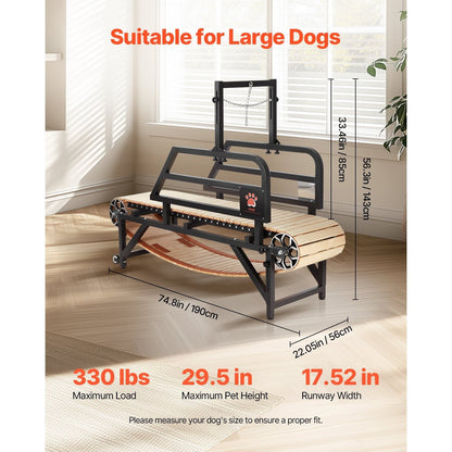 Hondloopband – Hondenloopmachine – Loopband Honden – Binnenloopband – Looptrainer Hond – Geschikt voor Grote Honden Tot 100 kg – Stevig Carbonstaal Frame met Houten Loopvlak
