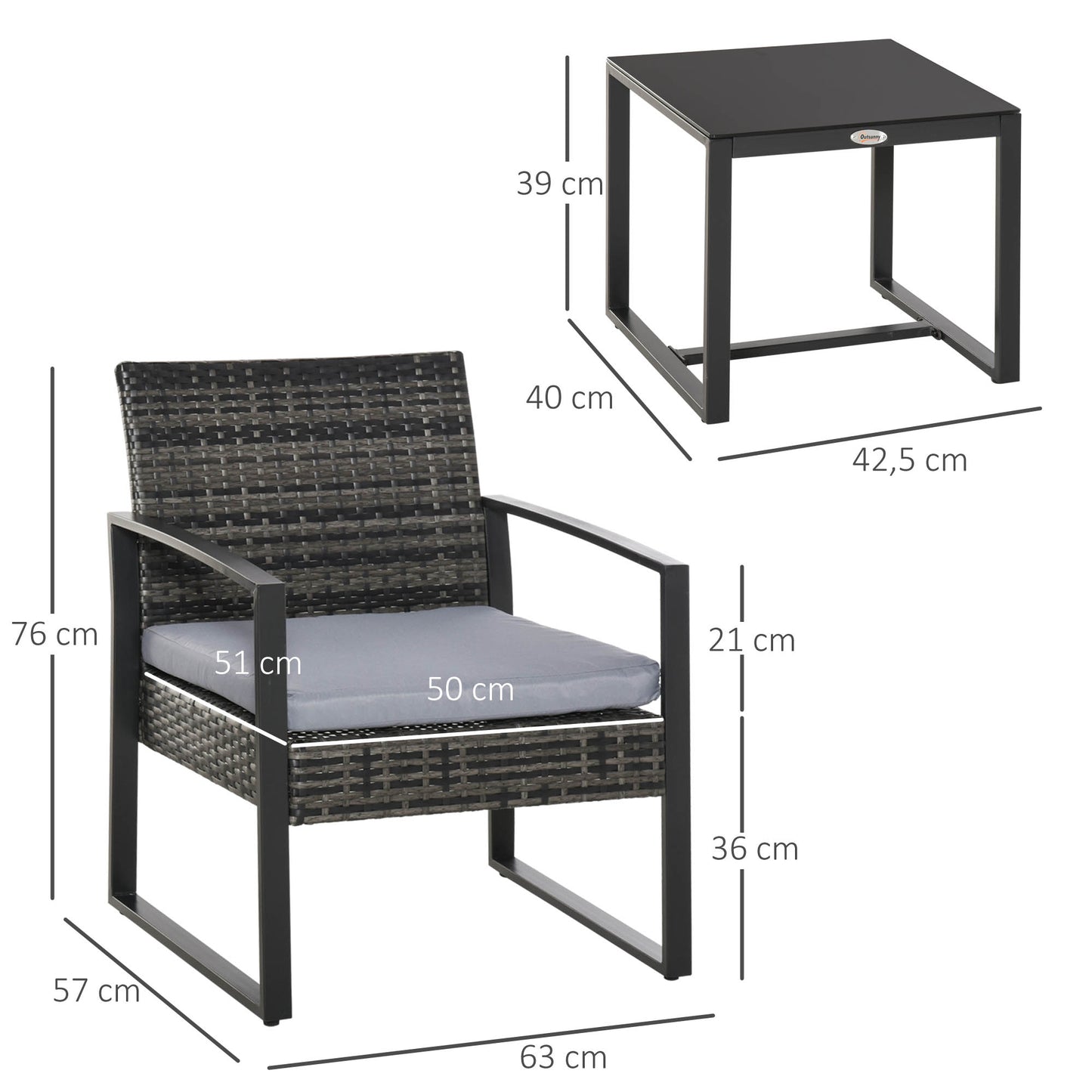 Tuinset – Loungeset – Balkonset – Loungemeubel – Bistroset – Polyrattan – Met Kussens – Weerbestendig