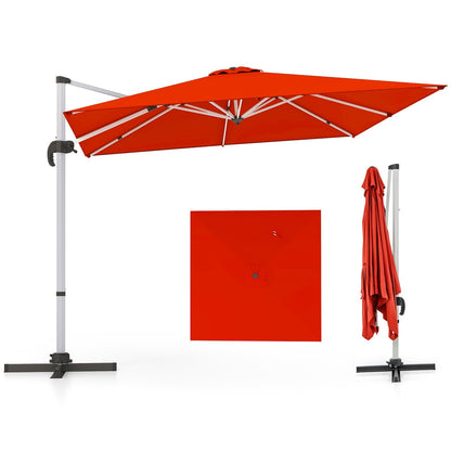 Rechthoekige Parasol – Terrasparasol – Tuinparasol – Marktparasol – Vlagparasol – 300 x 300 cm – 360° Draaibaar – Verstelbare Kantelfunctie – Rood