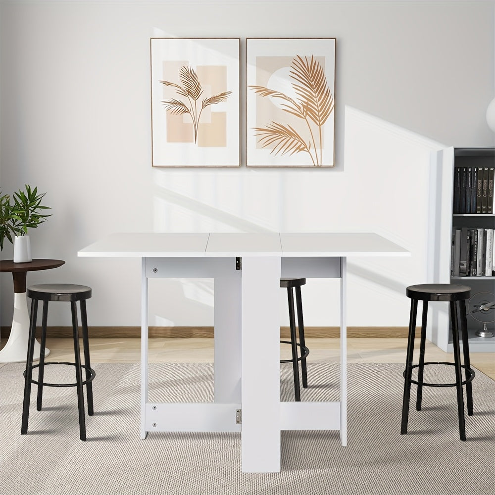 Eettafel – Tafel – Keukentafel – Diner tafel – Uitschuifbare tafel – Space-saving design – Wit met afgeronde hoeken – 103x76x73 cm – Eenvoudige montage