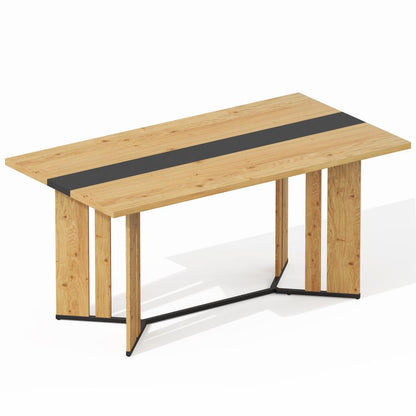 Solid wood dining table with oak grain, tabletop thickness 2.8cm, non-slip mat design, waterproof and anti-scratch, suitable for living room, kitchen or dining area., Kitchen Table, Minimalist Table, Modern Design, Scratchres