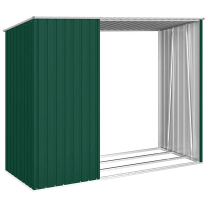 Tuinschuur Brandhoutopslag – Houtopslag Tuinhuis Schuur Houtberging – Groen – Gegalvaniseerd Staal – 245x98x159 cm – Weerbestendig & Ventilatie