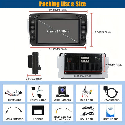 Android Multimediasysteem – Auto-Entertainment – Navigatiesysteem – Touchscreen Radio – Mercedes Upgrade – 7 Inch HD Scherm – 6 GB RAM & 128 GB Opslag – Draadloos CarPlay & Android Auto