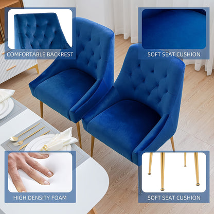 Eetkamerstoel – Stoel – Keukenstoel – Dinerstoel – Kuipstoel – Fluwelen Bekleding – Goud Metalen Frame
