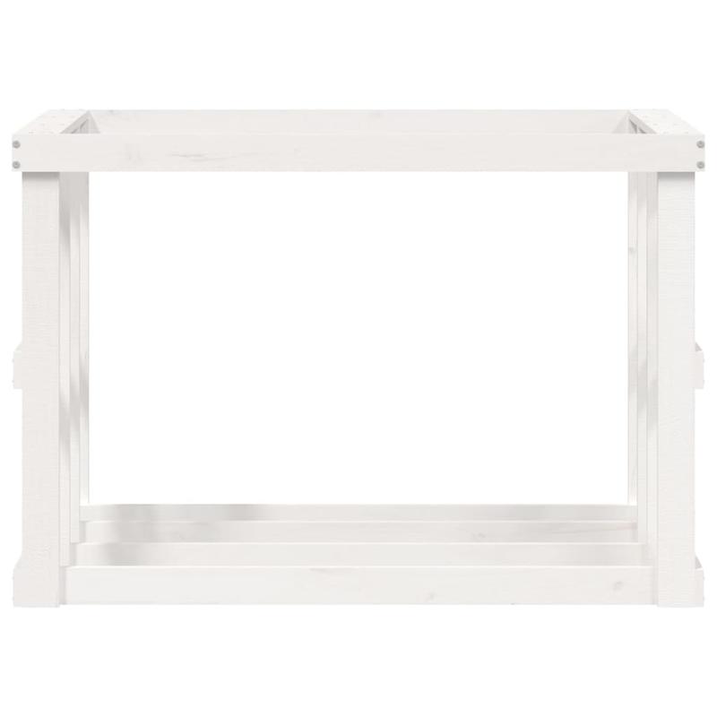Houtopslagrek – Houtrek – Vuurhoutrek – Brandhoutrek – Houthouder – Wit – Massief Dennenhout – 108x52x74 cm – Geschikt Binnen en Buiten