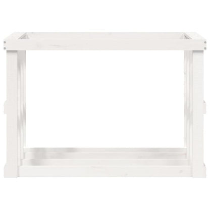 Houtopslagrek – Houtrek – Vuurhoutrek – Brandhoutrek – Houthouder – Wit – Massief Dennenhout – 108x52x74 cm – Geschikt Binnen en Buiten