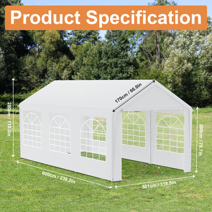 Feesttent – Partytent – Tuinpaviljoen – Party Tent – Tuintent – 3x6 Meter – Waterdicht – Afneembare Zijwanden