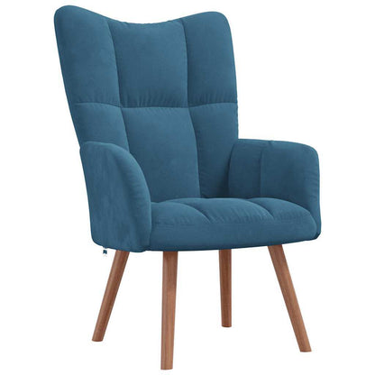 Relaxstoel – Fauteuil – Lounge Stoel – Relaxfauteuil – Zitstoel – Diepblauw Velours – Massief Hardhouten Frame
