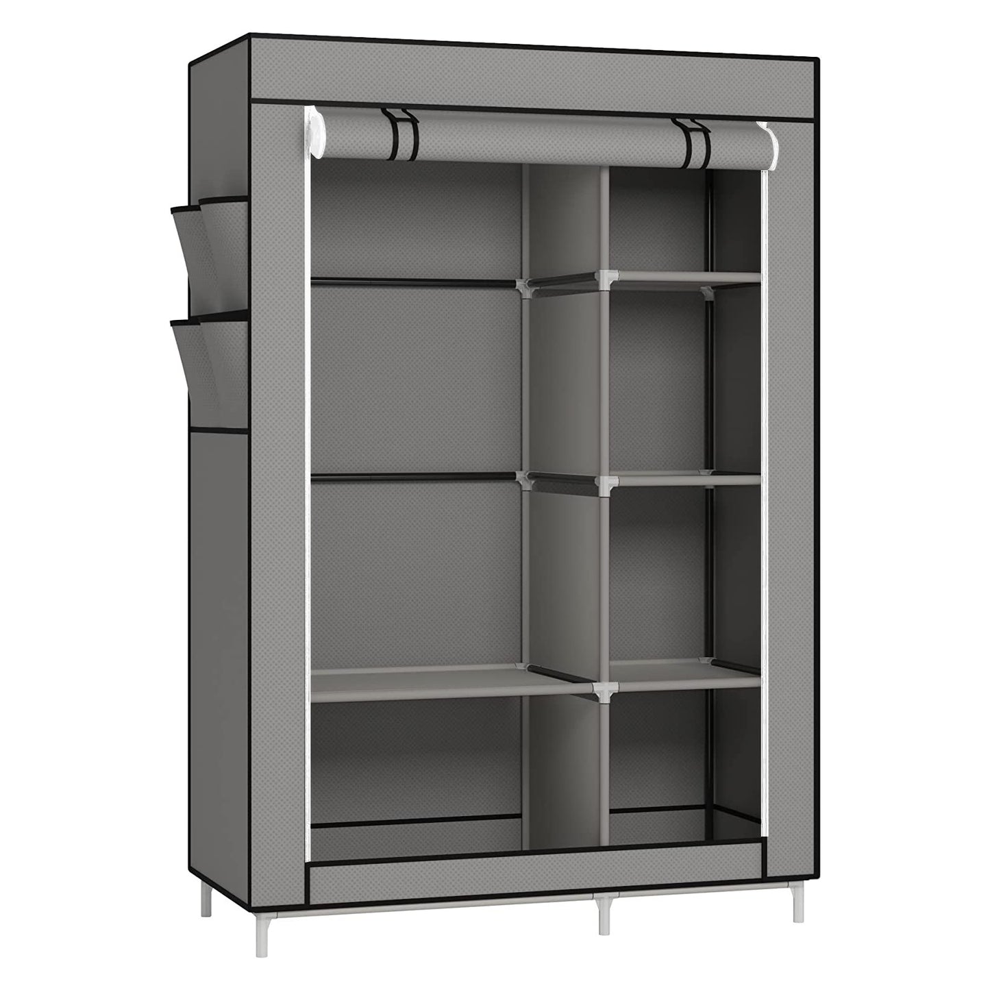 Kledingkast – Garderobekast – Stoffenkast – Opbergkast – Kast Met 6 Planken En Kledingstang – 105x45x170 cm – Lichtgewicht Kunststofframe – Eenvoudig Zonder Gereedschap In Elkaar Te Zetten