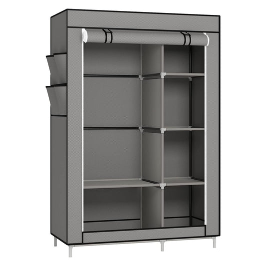 Kledingkast – Garderobekast – Stoffenkast – Opbergkast – Kast Met 6 Planken En Kledingstang – 105x45x170 cm – Lichtgewicht Kunststofframe – Eenvoudig Zonder Gereedschap In Elkaar Te Zetten