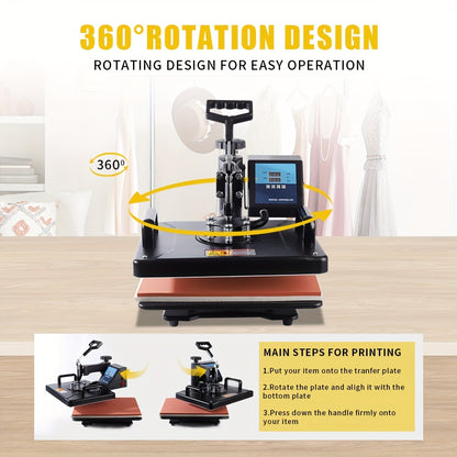 Heat Press Machine – Transferpers – Textieldrukmachine – Mokkenpers – Pettenpers – 1250W Verwarming – 29x38 Cm Persvlak