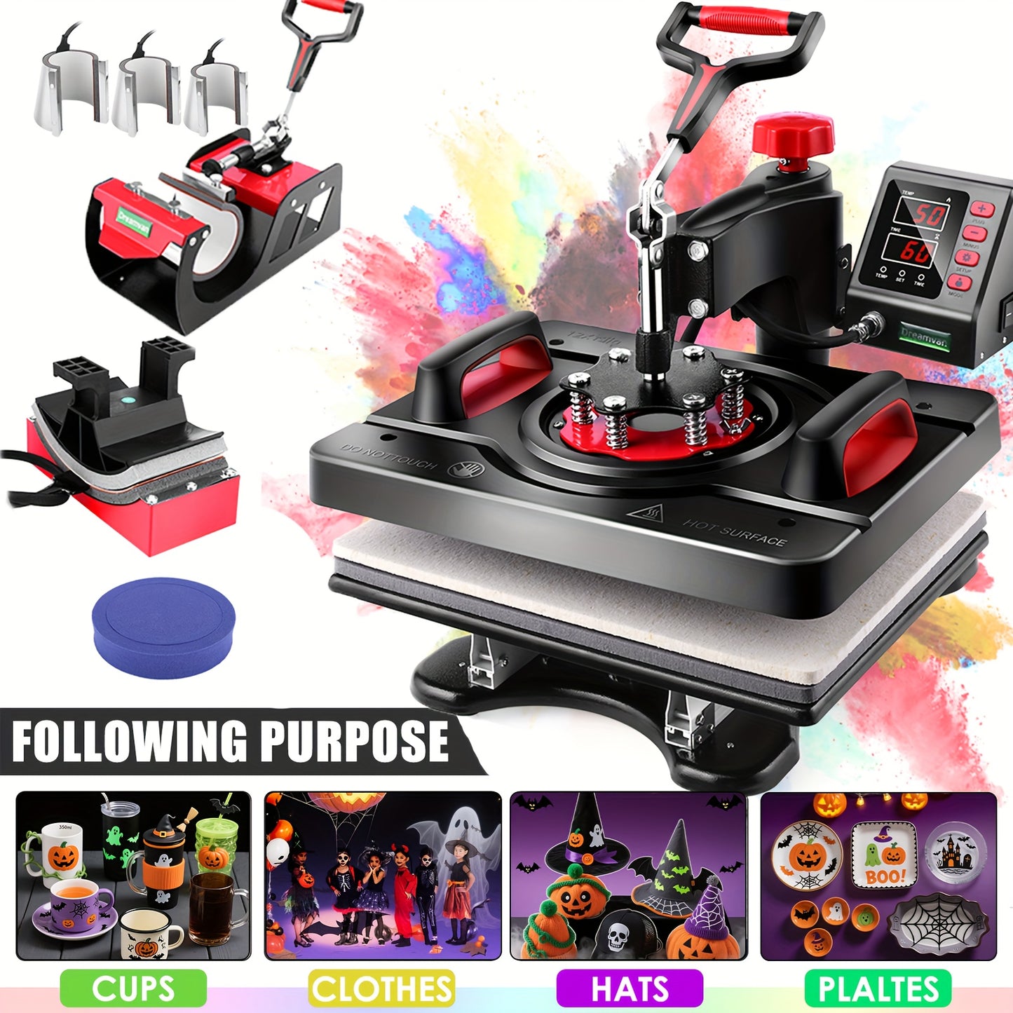 Heat Press Machine – Transferpers – Sublimatiepers – Textielpers – T-shirt Pers – 8-in-1 Multifunctioneel – Digitale Timer & Temperatuurregeling – Compact ontwerp 38,1x30,48 cm
