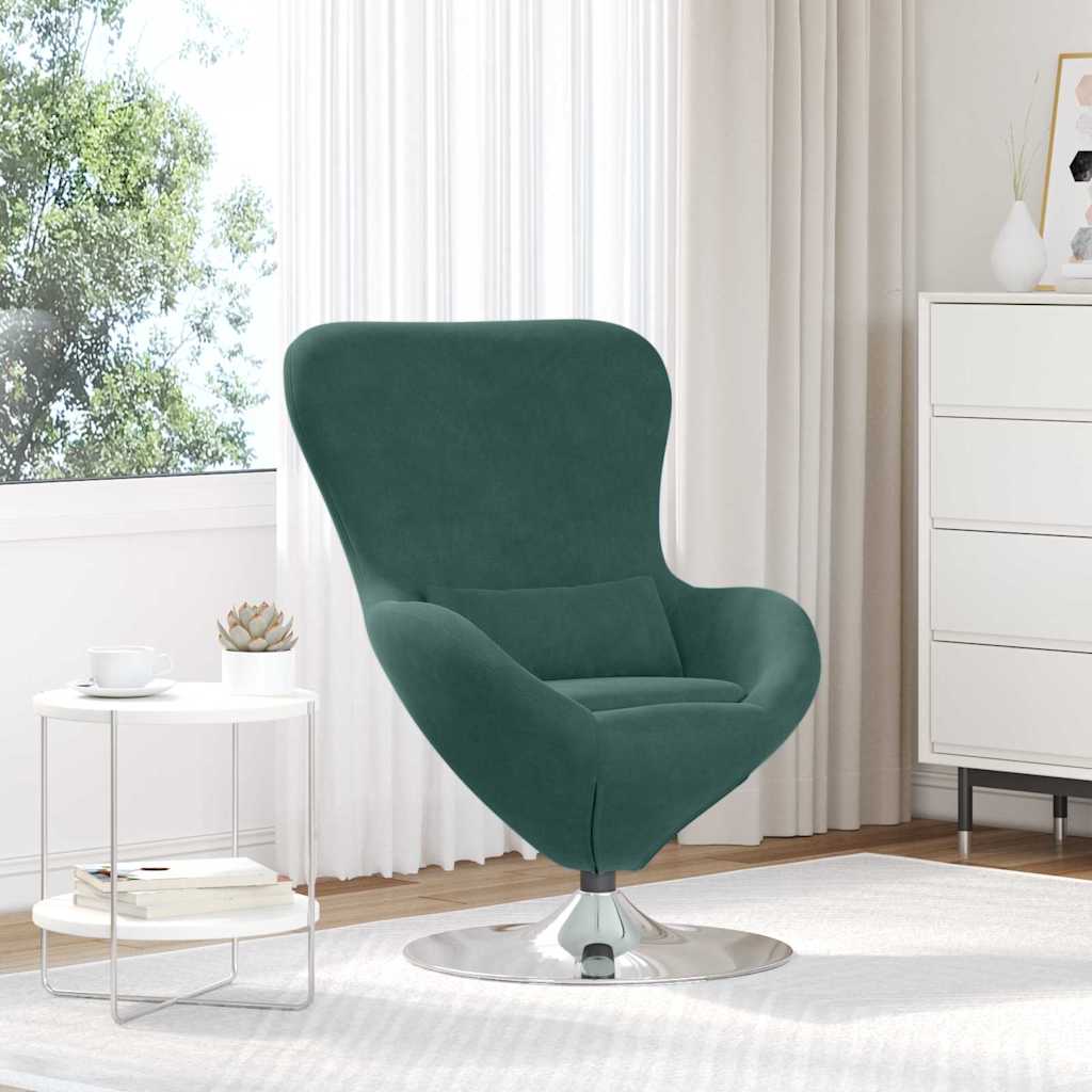 Fauteuil – Draaistoel – Relaxstoel – Loungestoel – Zetel – Donkergroen Fluweel – 360° Draaibaar