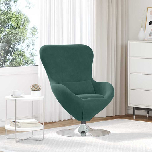 Fauteuil – Draaistoel – Relaxstoel – Loungestoel – Zetel – Donkergroen Fluweel – 360° Draaibaar