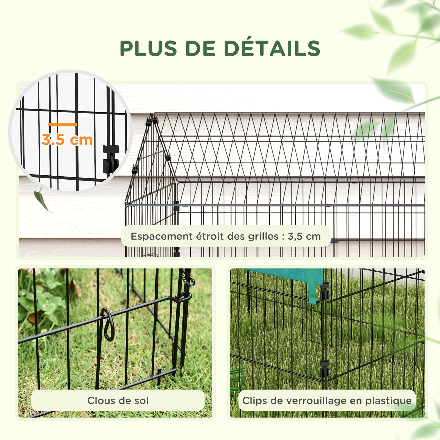 Konijnenren – Dierenren – Knaagdierenren – Buitenren – Binnenren – Modulaire Stalen Ren – Met Afdekking – 220x85x103 cm – Groen