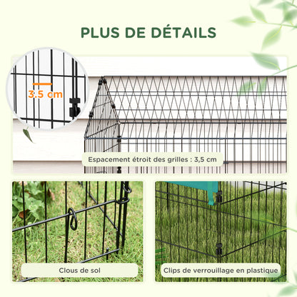 Konijnenren – Dierenren – Knaagdierenren – Buitenren – Binnenren – Modulaire Stalen Ren – Met Afdekking – 220x85x103 cm – Groen