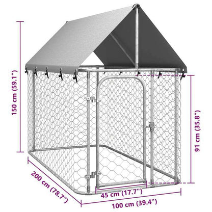 Hondenkennel – Hondenkooi – Hondenren – Buitenkennel – Dierenverblijf – Ruim 200x100x150 cm – Weerbestendig Staal Met Dak