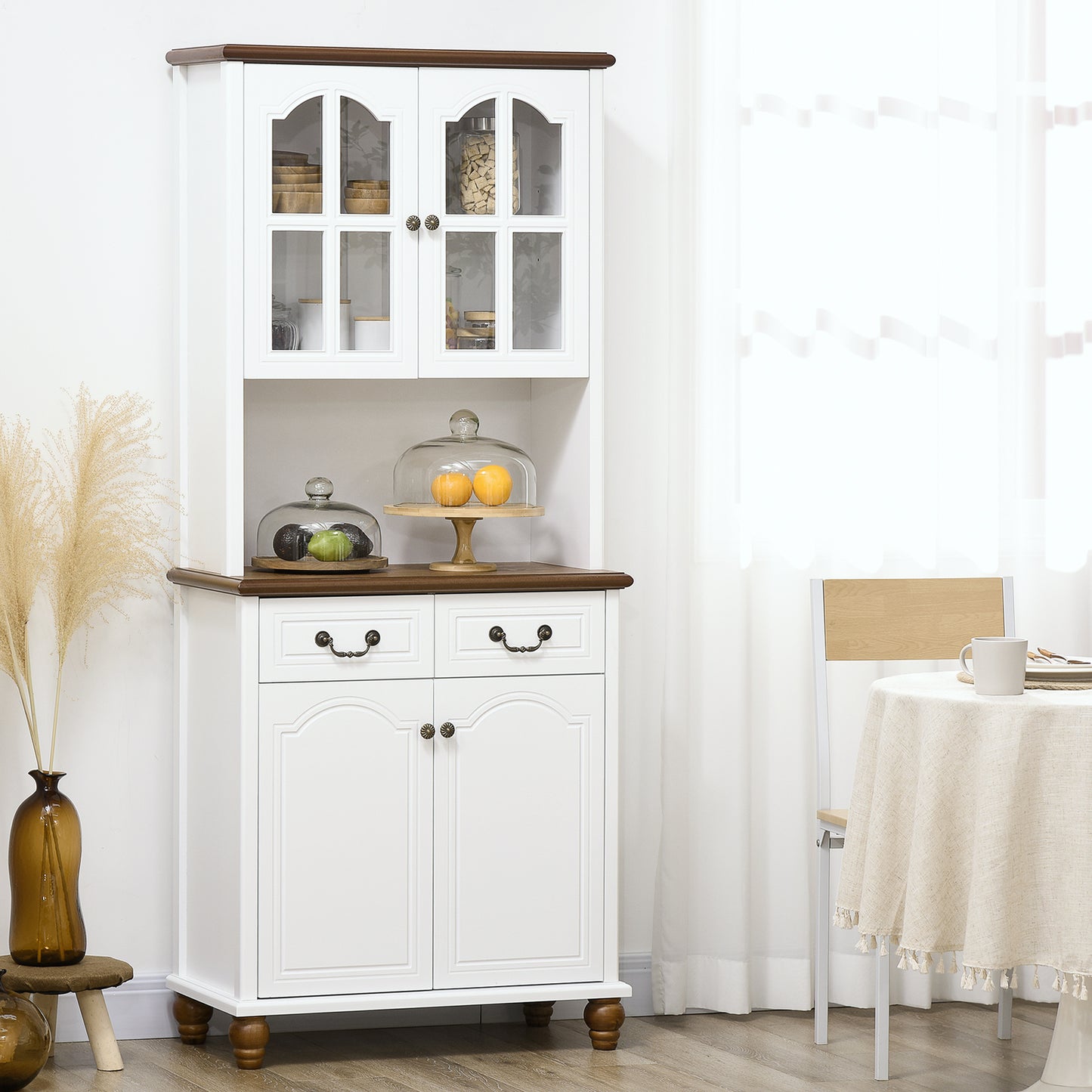 Keukenkastje – Buffetkast – Keukenkast – Opbergkast – Servieskast – Wit – 2 Lades Met Soft-Close – 76x38x182 cm Hout