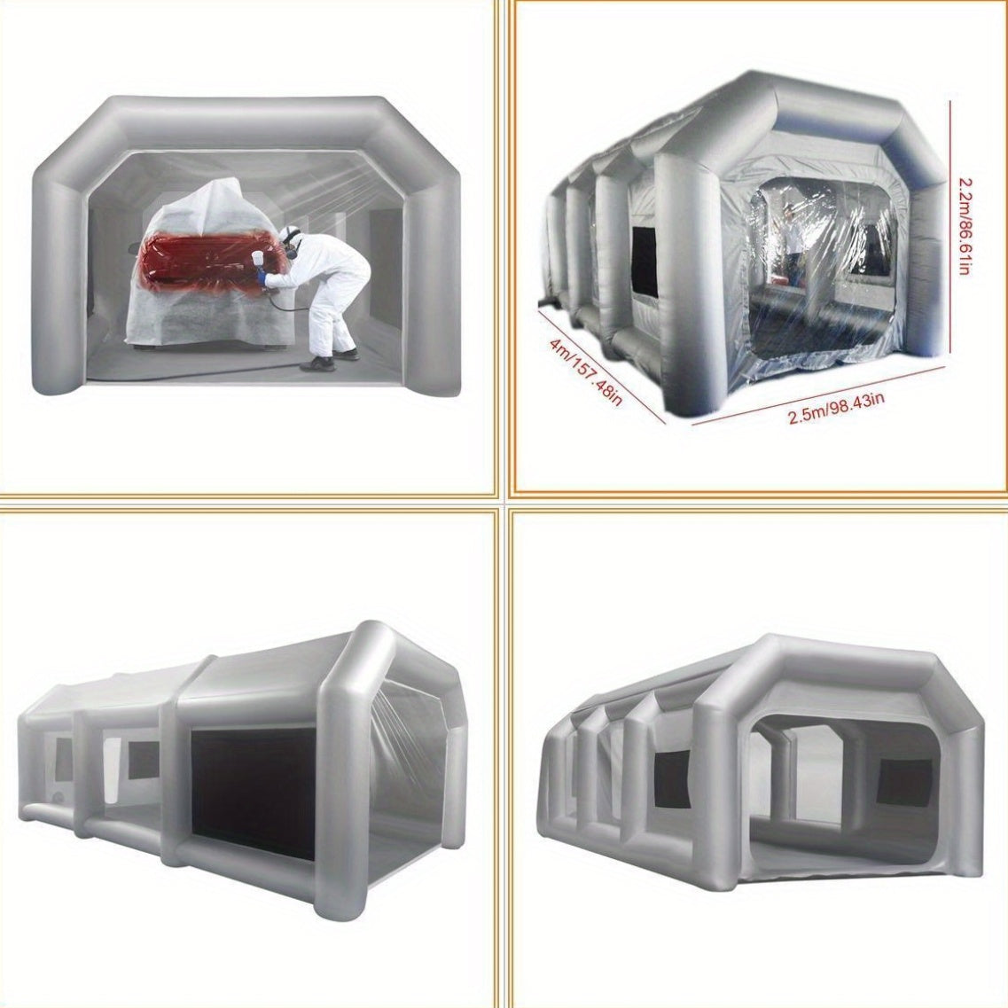 Opblaasbare Spuitcabine – Spuittent – Verfspuitruimte – Mobiele Werkruimte – Spuitbox – Groot Formaat 4x2,5m – Hoogwaardig Oxford Doek – Snelle Opbouw & Ventilatie