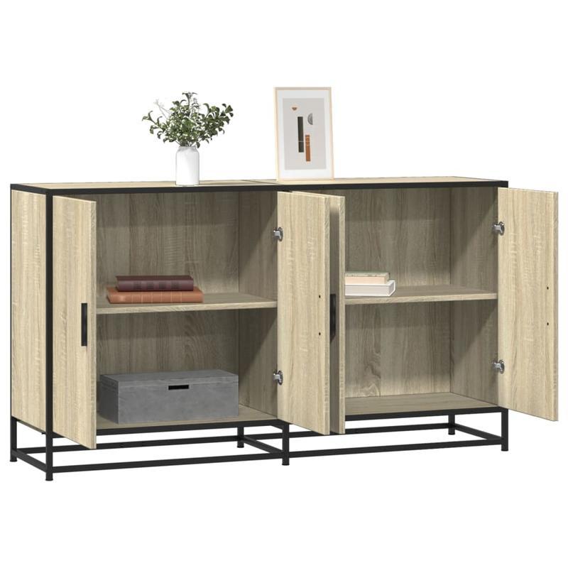 Sonoma Oak Sideboard 134X35X76 Cm Made of Chipboard, Removable And Sturdy.