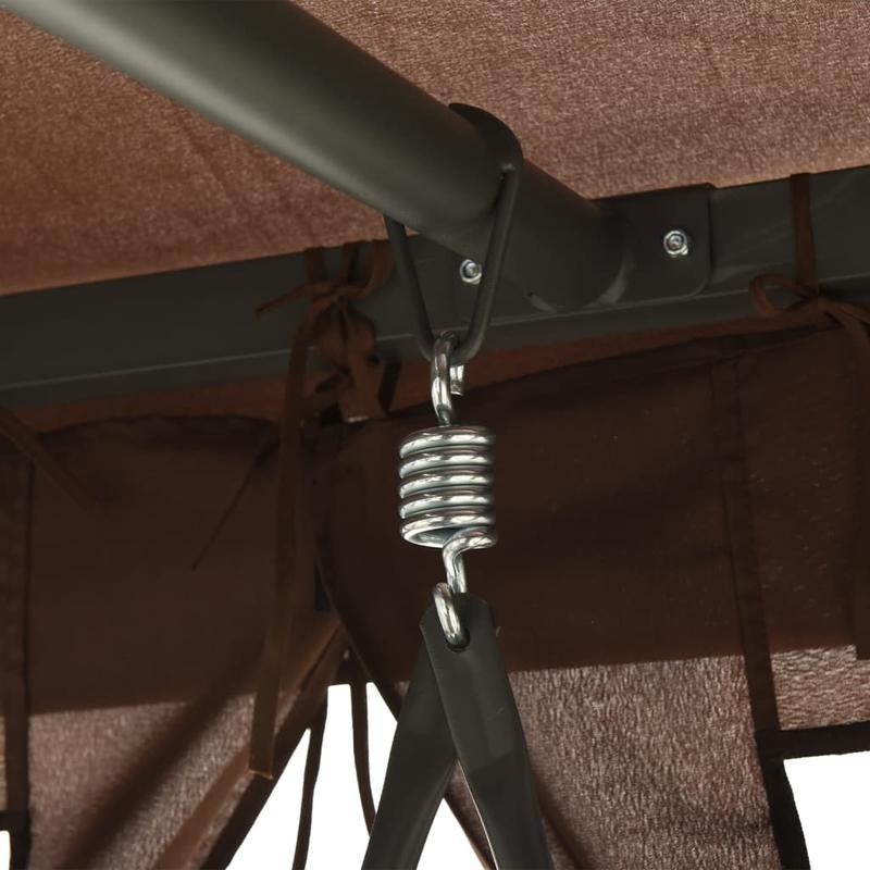 Schommelbank – Tuinschommel – Hollywoodschommel – Tuinbank – Schommelstoel – Verstelbare Luifel – Weerbestendig Stalen Frame – Inclusief 4 Comfortkussens – 220x160x240 cm – Koffiebruin