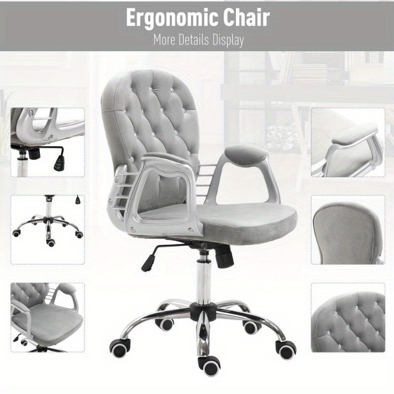 Ergonomische Bureaustoel – Bureaustoel – Kantoorstoel – Office Chair – Werkstoel – Grijs – Verstelbare Zithoogte – 360° Draaibare Basis