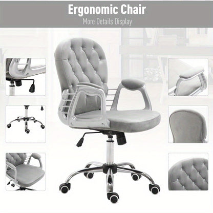 Ergonomische Bureaustoel – Bureaustoel – Kantoorstoel – Office Chair – Werkstoel – Grijs – Verstelbare Zithoogte – 360° Draaibare Basis