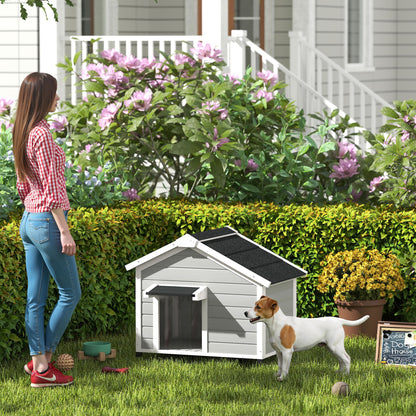 Hondenhok – Hondenhuis – Buitenkennel – Hondenhokje – Tuinkussen – Weerbestendig Hondenhok – Verhoogde Poten – Afneembare Vloer – Lichtgrijs
