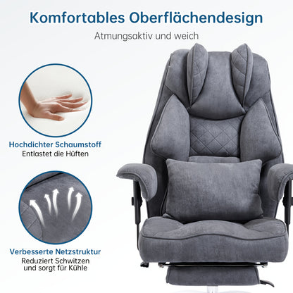 Ergonomische Bureaustoel – Kantoostoel – Gamestoel – Werkstoel – Executive Stoel – Verstelbare Zithoogte – Uitschuifbare Voetensteun – Mesh Zwart – Draagvermogen 200 kg