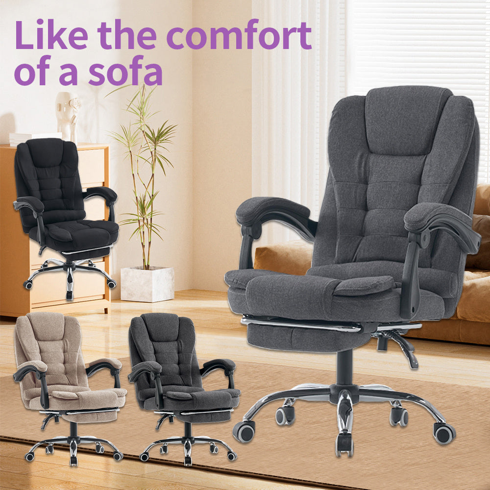 Bureaustoel – Office Chair – Computstoel – Gamingstoel – Desk Chair – Ergonomisch Ontwerp – Verstelbare Hoogte & 360° Draaibaar – Grijs