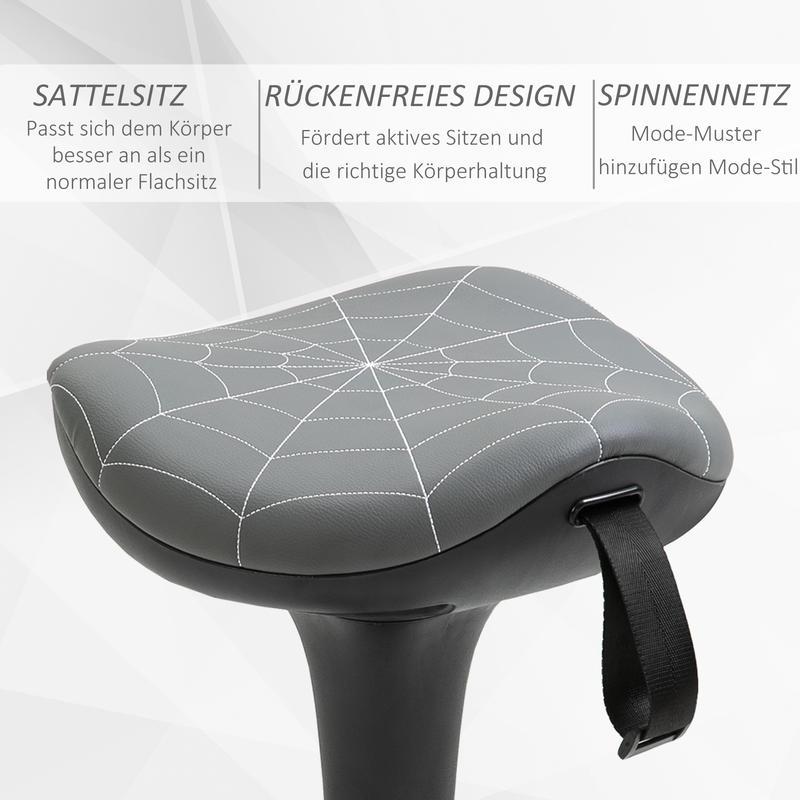 Office Stool with Swivel Function, Ergonomic Design, Adjustable Height from 65.5 to 83.5 Cm, Tiltable at 120°, Gray Color, Leisure Chair, Comfortable Living Room Furniture, Multifunctional Seat, Suitable for Living Room, Bed