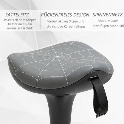 Office Stool with Swivel Function, Ergonomic Design, Adjustable Height from 65.5 to 83.5 Cm, Tiltable at 120°, Gray Color, Leisure Chair, Comfortable Living Room Furniture, Multifunctional Seat, Suitable for Living Room, Bed