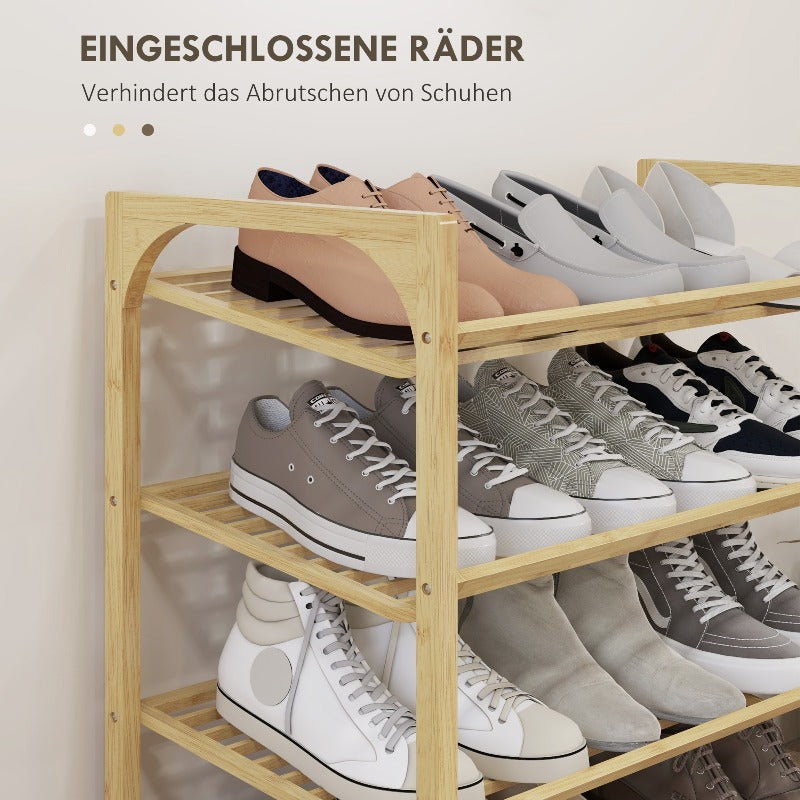 Bamboe Schoenenrek – Schoenenkast – Schoenen Organizer – Schoenenhouder – Schoenendisplay – 4 Lagen Voor 12 Paar – Natuurlijk Hout – Compacte Opslag