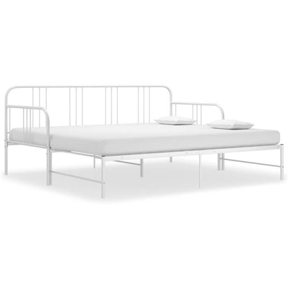 Bedbank – Slaapbank – Uitklapbed – Logeerbed – Sofa Bed – Inklapbaar Telescopisch Ontwerp – Stevig Wit Metalen Frame – 90x200 cm
