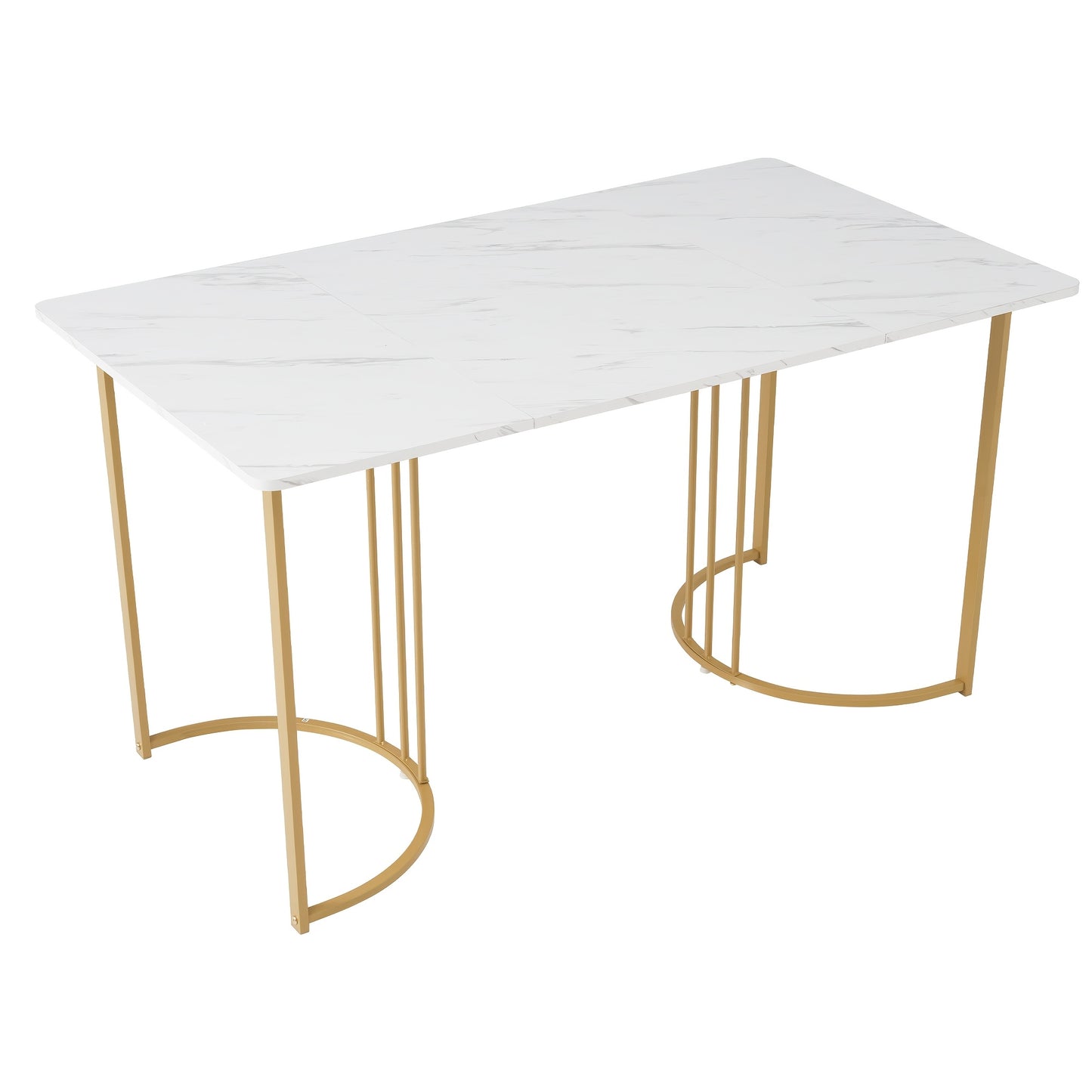 Eettafel – Tafel – Dinertafel – Keukentafel – Tafeltje – Wit Gouden Marmer – Verstelbare Poten – Compacte Afmeting 140x80 cm
