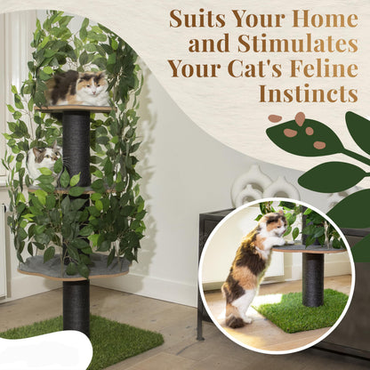 Krabpaal – Kattenboom – Kattenhuis – Kattentoren – Krabmeubel – Multi-level Design – Duurzaam Vezelplaat – Natuurinspiratie Groen