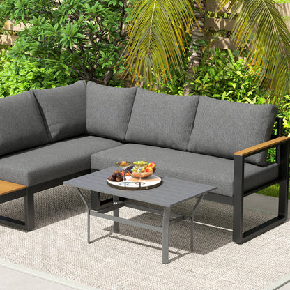 Metalen Bijzettafel – Buiten Tafel – Balkon Tafel – Coffee Table – Tuin Tafel – Donkergrijs – Weerbestendig – 91,5 x 55 x 45 cm